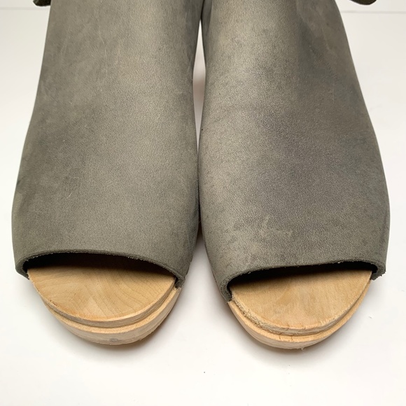 Bryr Suzie Spanish Mid Heel Clogs Peep Toe Grey 8 - Picture 7 of 8